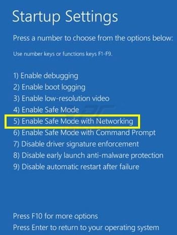 Mode sans échec de Windows 8 avec mise en réseau