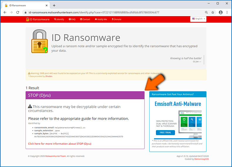 Identifier l'infection de type ransomware (étape 4)