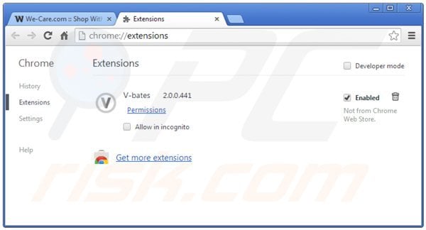 Suppression de we-care dans Google Chrome étape 2