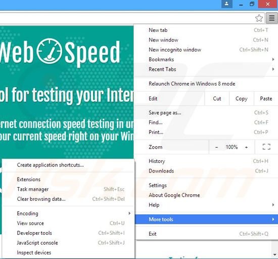 Suppression des publicités WebSpeed dans Google Chrome étape 1