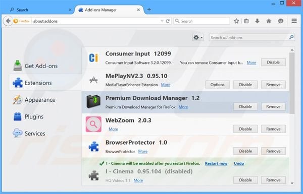 Suppression des publicités Premium Download Manager dans Mozilla Firefox étape 2