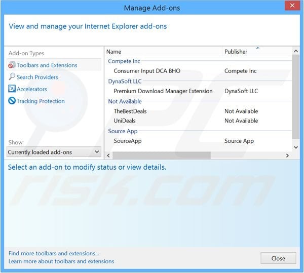 Suppression des publicités Premium Download Manager dans Internet Explorer étape 2