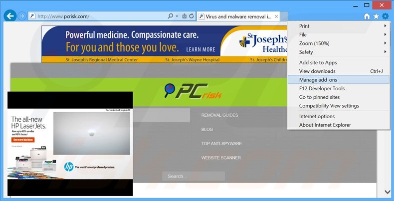 Suppression des publicités MediaPlayer dans Internet Explorer étape 1