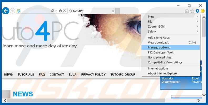 Suppression des publicités eFast Browser dans Internet Explorer étape 1