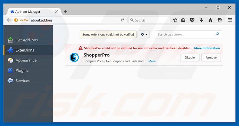 Suppression des extensions reliées à search.mysearch.com dans Mozilla Firefox 