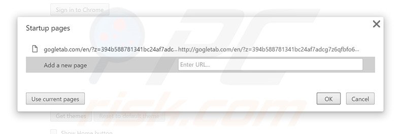 Suppression de la page d'accueil de gogletab.com dans Google Chrome 