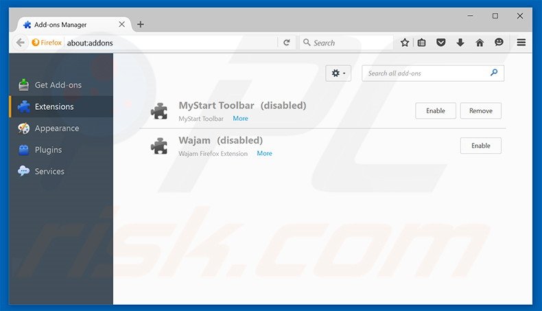 Suppression des extensions reliées à gogletab.com dans  Mozilla Firefox 