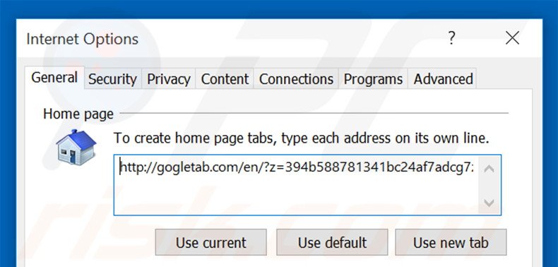 Suppression de la page d'accueil de gogletab.com dans Internet Explorer 