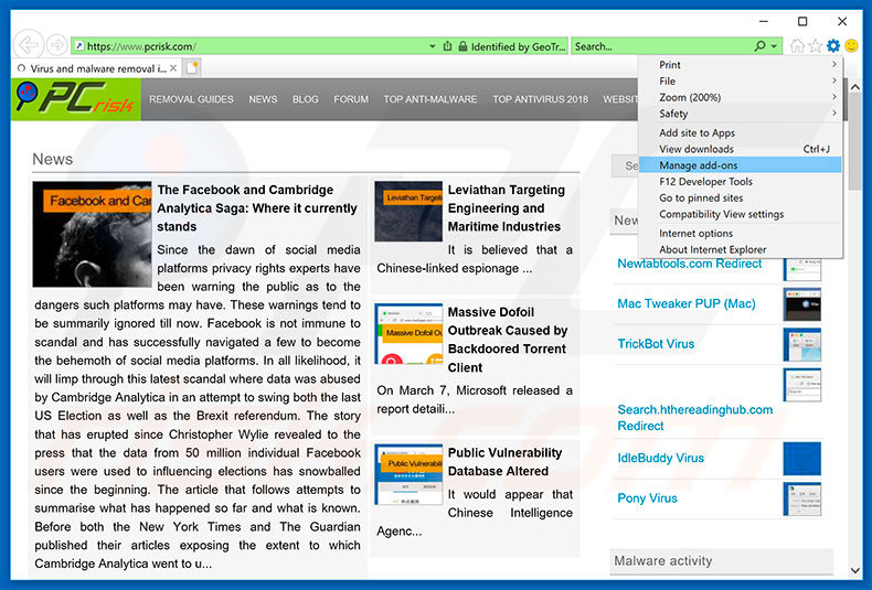 Suppression des publicités Pokki dans Internet Explorer, étape 1