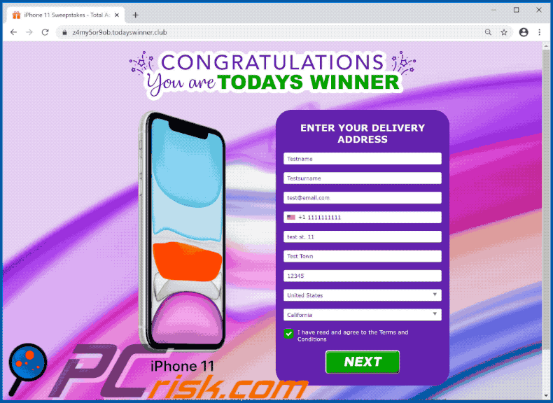 Congratulations You Are Todays Winner escroquerie gif