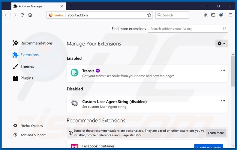 Suppression des extensions Mozilla Firefox liées à hmyhoroscopetab.com