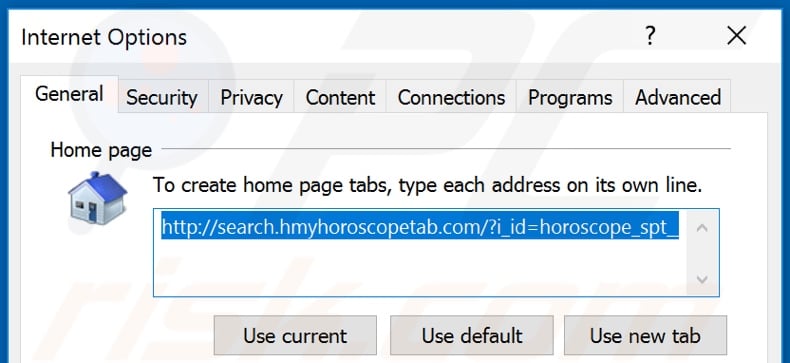 Supprimer hmyhoroscopetab.com de la page d'accueil d'Internet Explorer