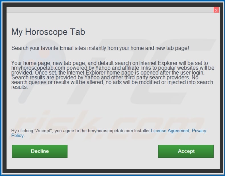 Installation du pirate de navigateur officiel My Horoscope Tab