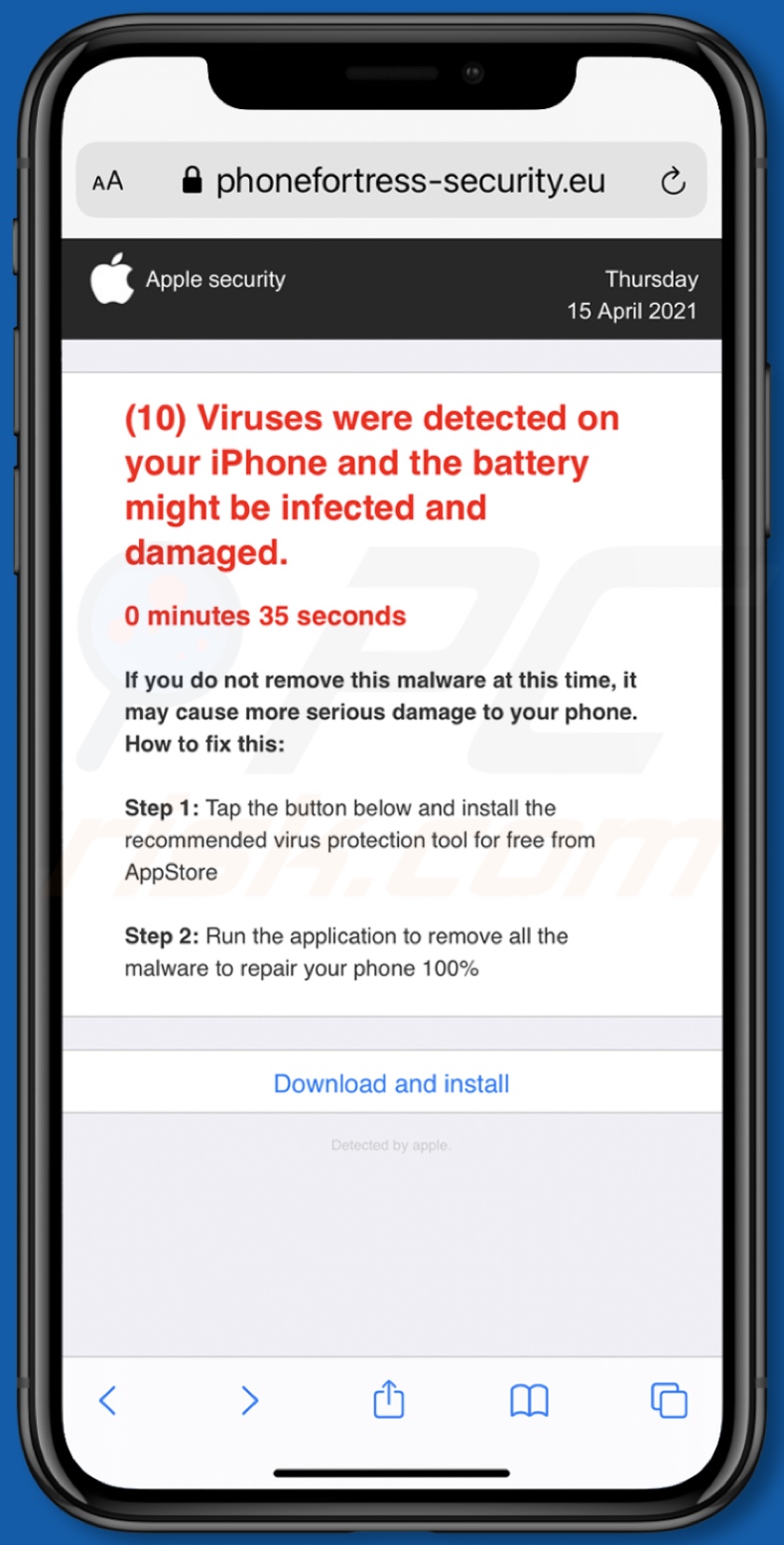 (10) Viruses were detected on your iPhone escroquerie