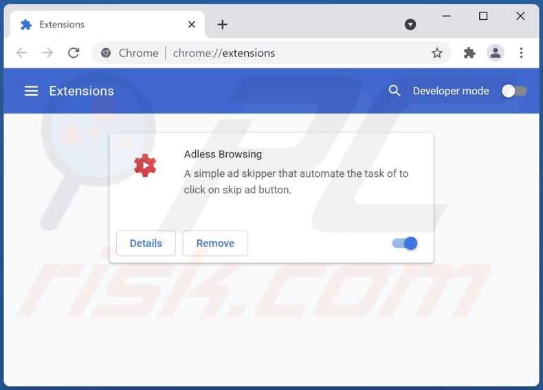 Suppression de la navigation sans publicité de Google Chrome étape 2