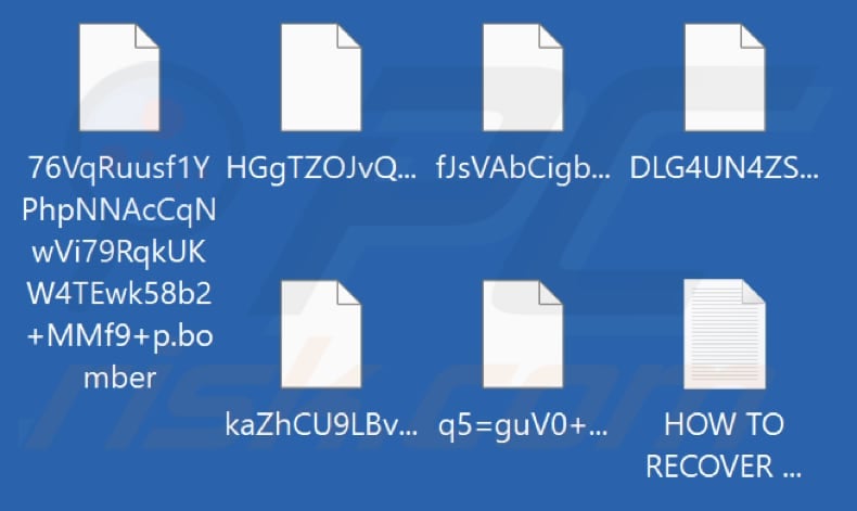 Fichiers cryptés par le ransomware Bomber (extension .bomber)