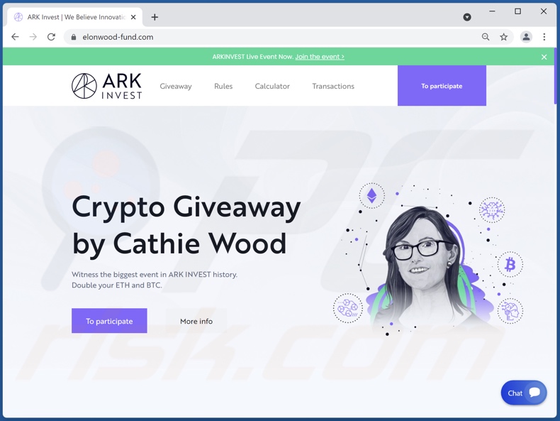 ARK Invest Crypto Giveaway escroquerie