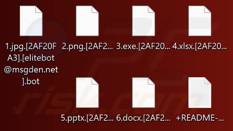 Fichiers cryptés par le ransomware ELITEBOT (extension .bot)