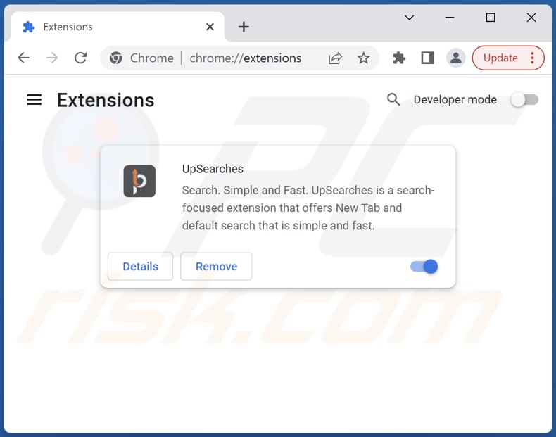 Suppression des extensions Google Chrome liées à upsearches.com