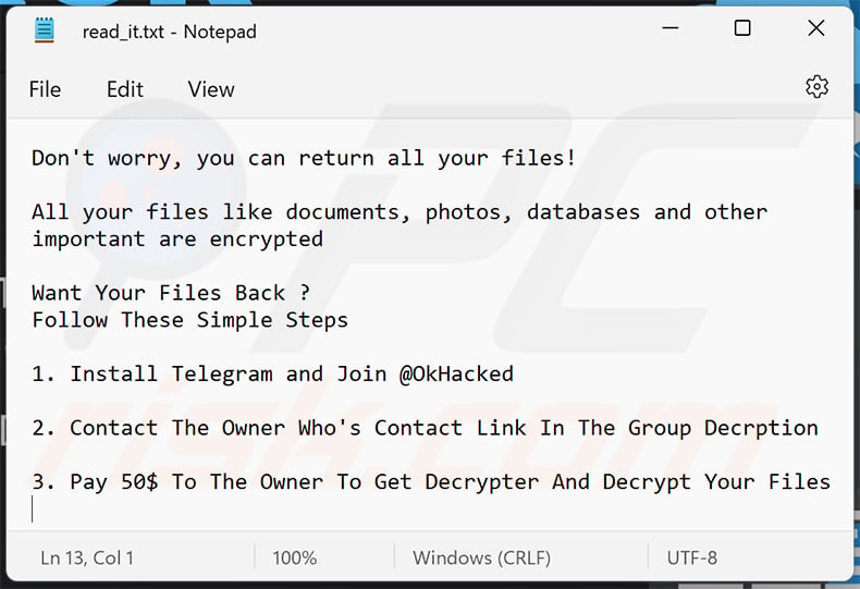 OkHacked ransom note (read_it.txt - 2023-04-24)