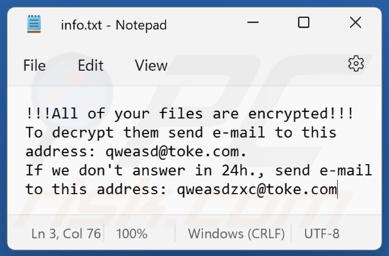 2QZ3 ransomware fichier texte (info.txt)