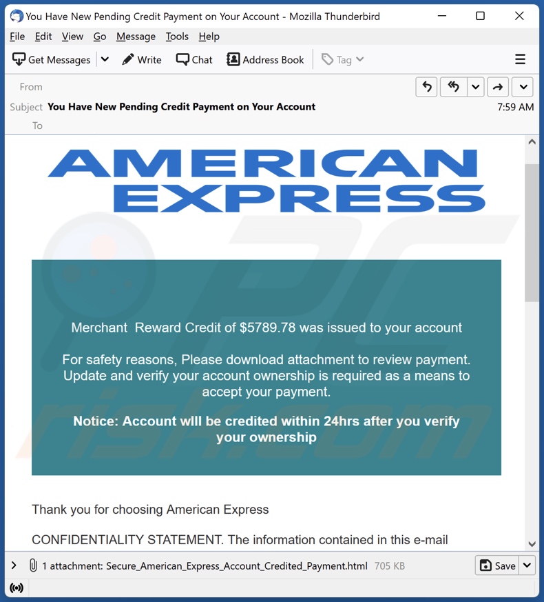 American Express Merchant Reward email spam campaigne