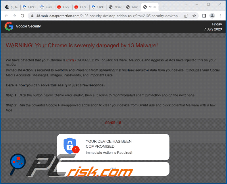 mob-dataprotection[.]com apparence du site Web (GIF)