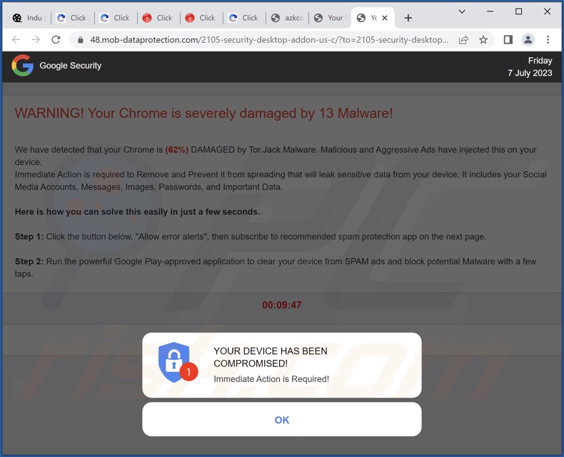 mob-dataprotection[.]com pop-up redirects