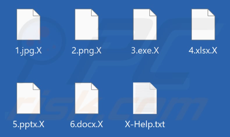 Files encrypted by X ransomware (.X extension)