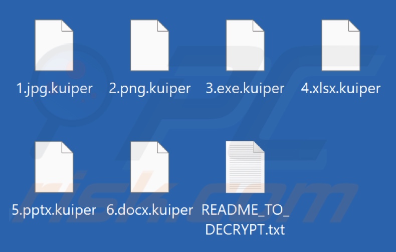 Fichiers cryptés par le ransomware Kuiper (extension .kuiper)