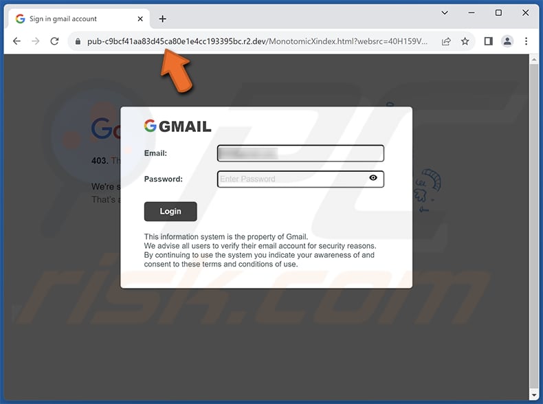 Account And Service(s) Scheduled For Deletion site Web de phishing se faisant passer pour le site de connexion à Gmail