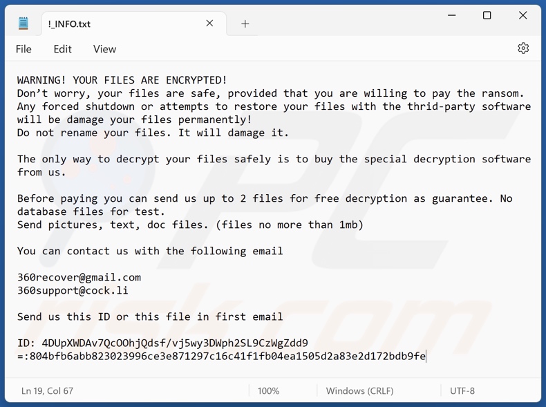 Halo ransomware note de rançon (!_INFO.txt)