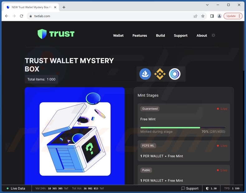 Trust Wallet Mystery Box escroquerie