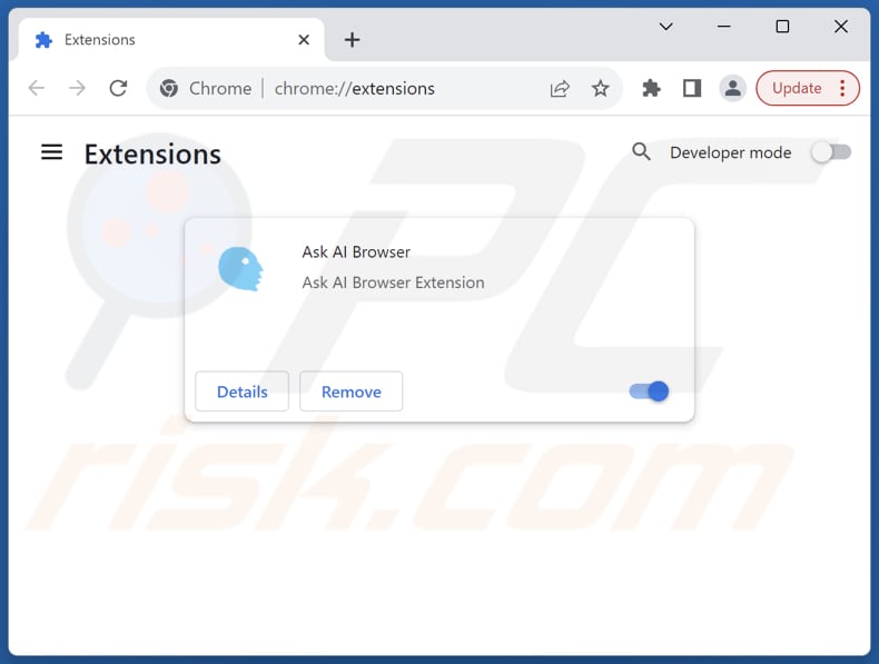 Suppression des extensions Google Chrome liées à Askaibrowser.com