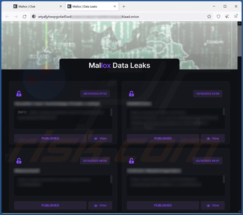 Ma1x0 ransomware site de fuite de données
