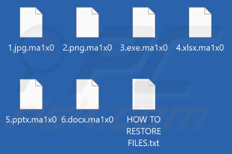 Fichiers cryptés par le ransomware Ma1x0 (extension .ma1x0)
