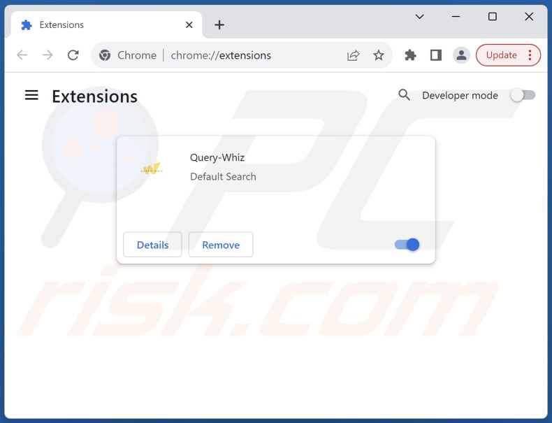 Suppression des extensions Google Chrome liées à query-whiz.com