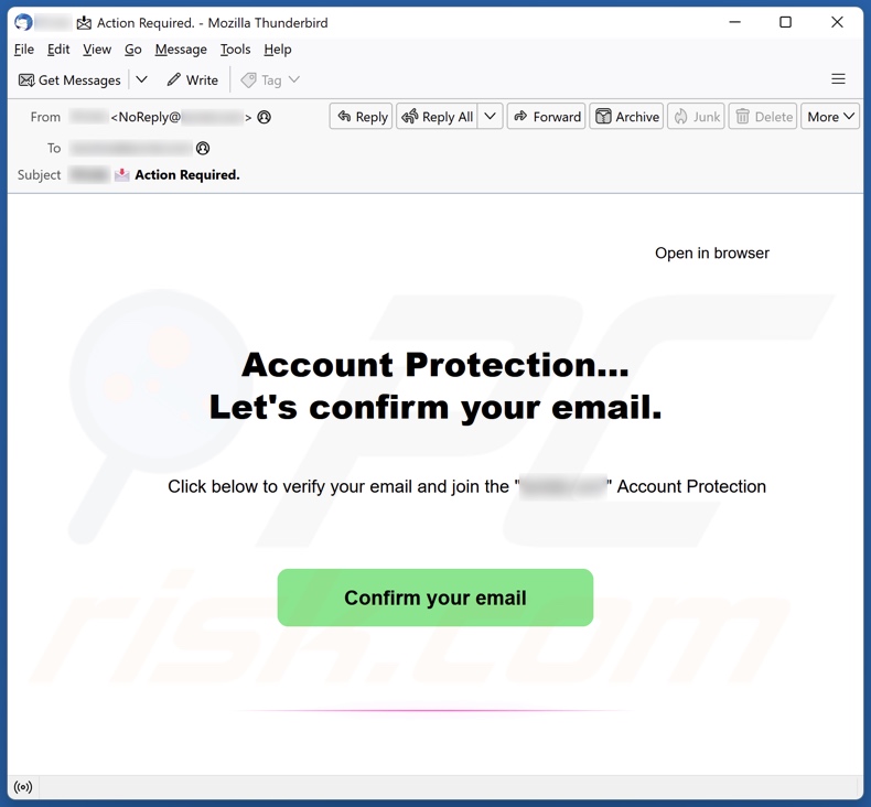 Account Protection Campagne de spam par courrier électronique
