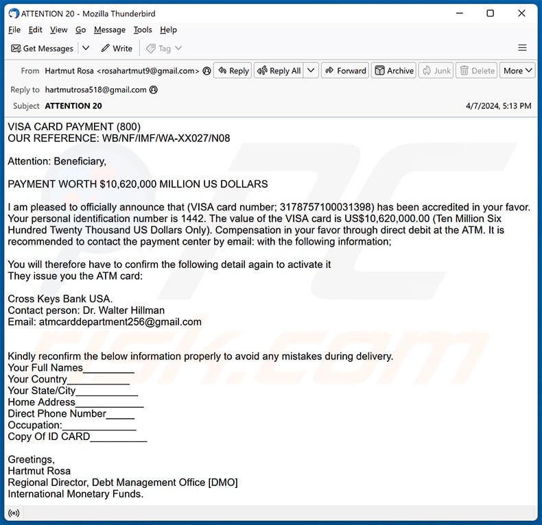 ATM Card escroquerie par courriel (2024-04-08)