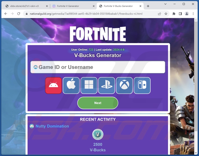 Fortnite V-Bucks Generator escroquerie