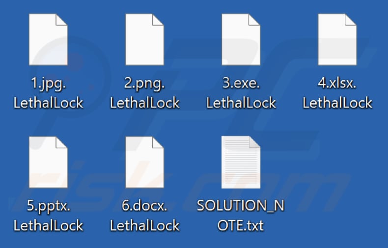 Fichiers cryptés par le ransomware Lethal Lock (extension .LethalLock)