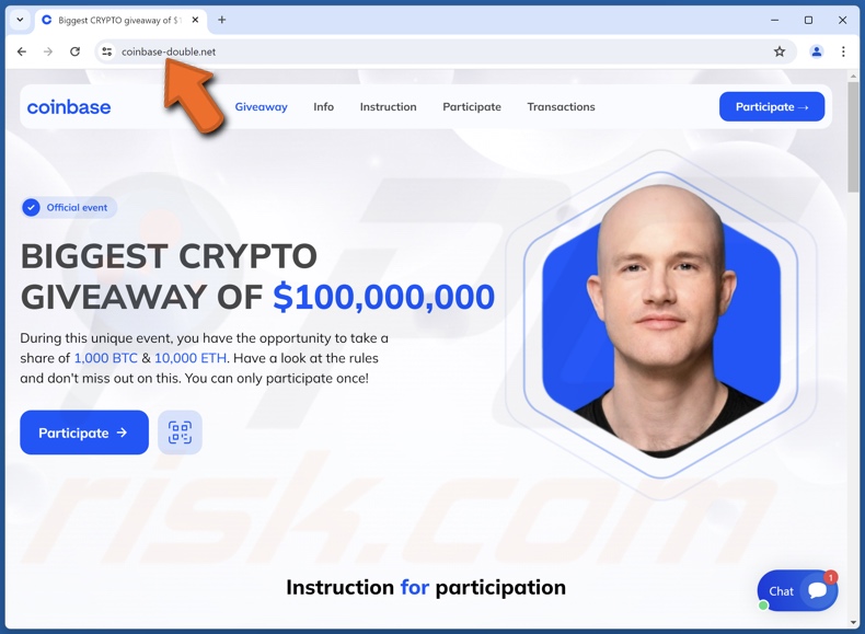 Coinbase Crypto Giveaway escroquerie