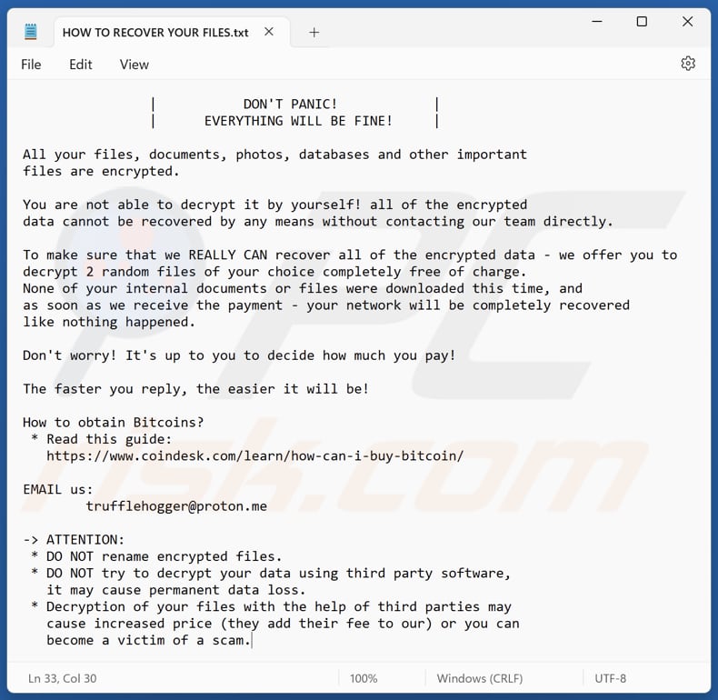 EDHST fichier texte du ransomware (HOW TO RECOVER YOUR FILES.txt)
