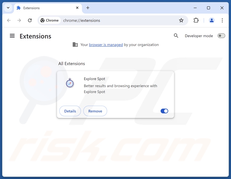 Suppression des extensions Google Chrome liées à explorespot.io