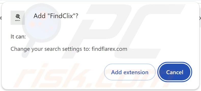 Le pirate de navigateur FindClix demande des autorisations