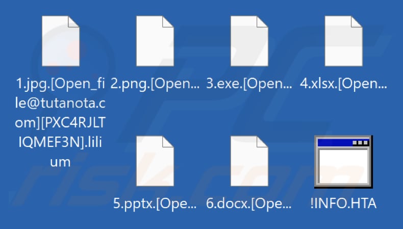 Fichiers cryptés par le ransomware Lilium (extension .lilium)