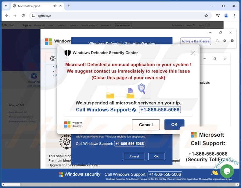 Microsoft Detected A Unusual Application In Your System escroquerie