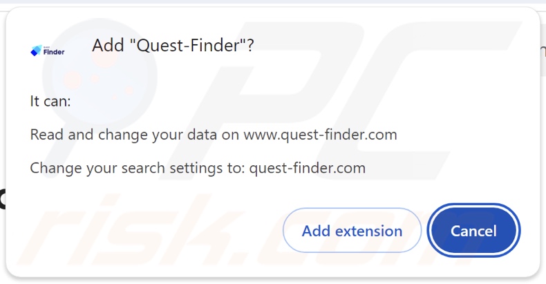 Le pirate de navigateur Quest-Finder demande des autorisations