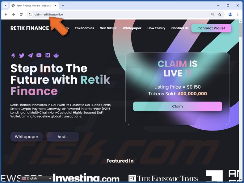 Retik Finance Giveaway escroquerie