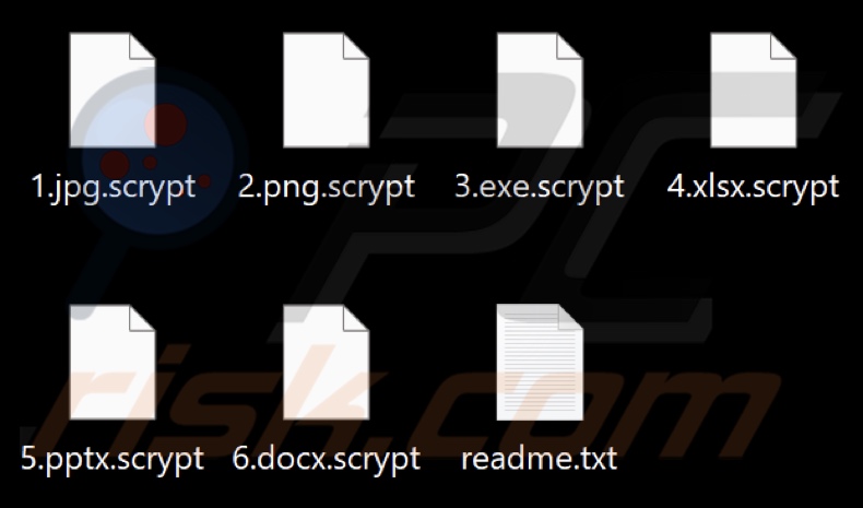 Fichiers cryptés par le ransomware Scrypt (extension .scrypt)